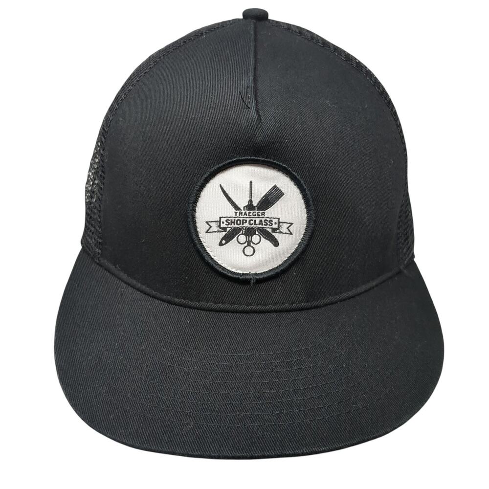Traeger Shop Class Snapback Trucker Hat Black One Size Adjustable Mesh Back